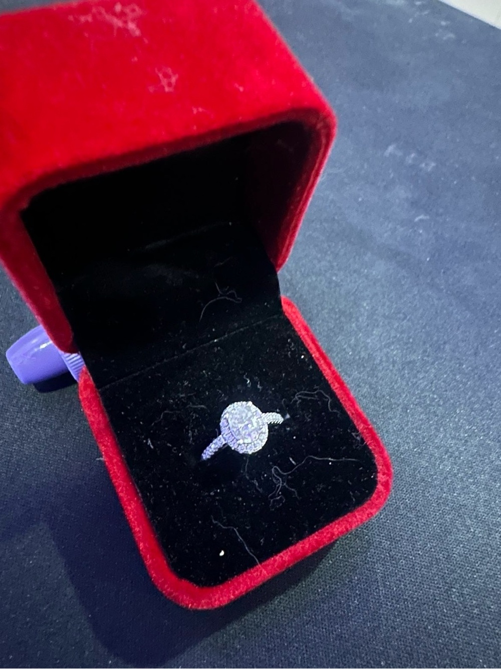 Silver Halo Cubic Zirconia Engagement Ring in White
